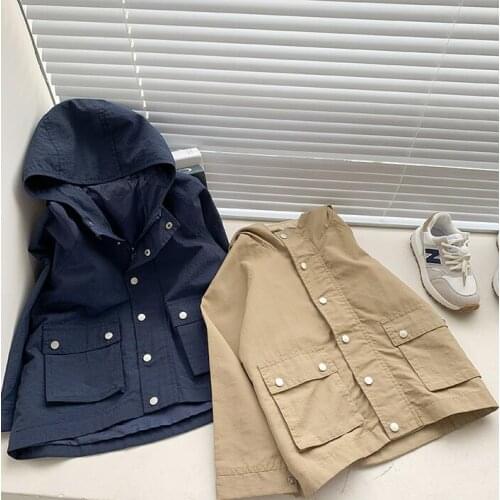 2021 new style girls boys cotton denim full sleeve hooded coat autumn kids jacket
