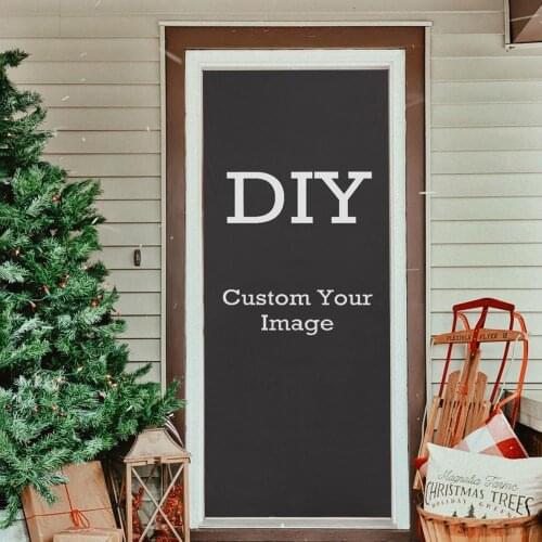 Home Decor Custom Door Covers Holiday Party Fabric Door Posters Reusable And Washable Banner Personalized (Not Wall Stickers)