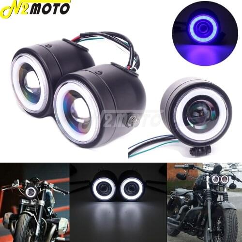 LED Twin Dual Angle Eye Dominator Single Headlight For Harley Dyna Cafe Racer Chopper Bobber Honda Suzuki Kawasaki Street Bike