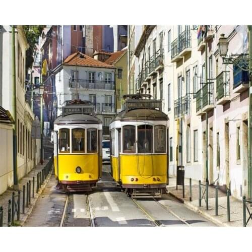 Beibehang Custom Any size wallpaper retro yellow trolley,3D photo wallpaper mural bedroom living room tv wallpaper for walls 3 d