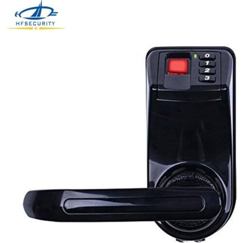 HFSECURITY Biometric Fingerprint Door Lock Digital Fingerprint Password Key Lock Black Home Security Electronic Door Lock LS9