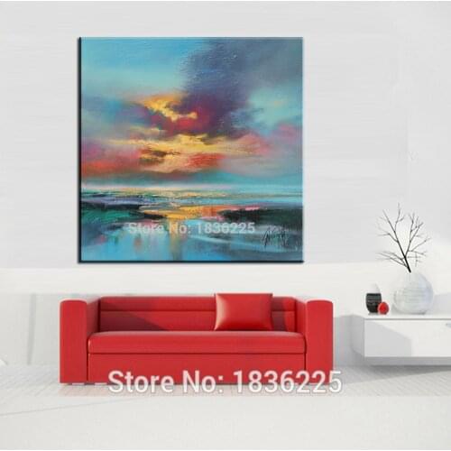 100% Handpainted Oil Paintings Picture Panel Blue Sky colorful could Oil Painting on Canvas sea paintings for Home Decoration