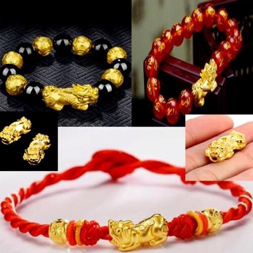 4 Gold Alloy Treasure Beads Chinese Feng Shui Pixiu Loose Beads DIY Beads Craft Making Necklace Bracelet Jewelry Key Pendant