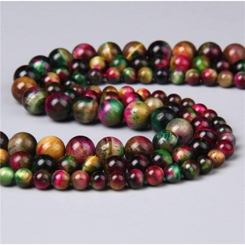New Fashion Color 6 8 10 MM Round Natural Tiger Eye Stone Beads Loose Spacer Stone Bead For Jewelry Making Bracelet Accessories