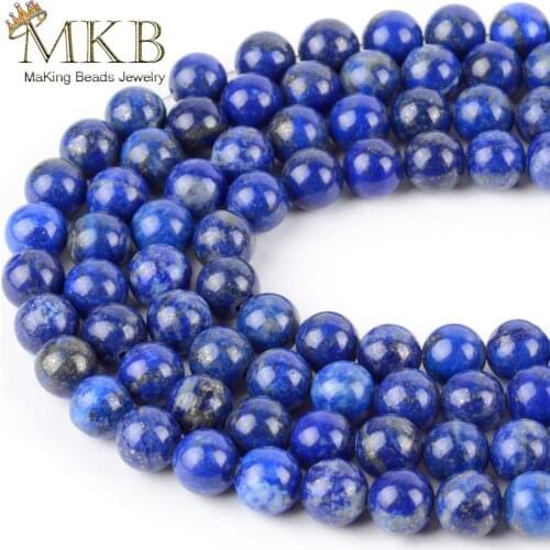 AAA Natural Stone Lapis Lazuli Round Loose Beads For Jewelry Making Spacer Beads Diy Bracelet Necklace 4 6 8 10 12mm 15inches