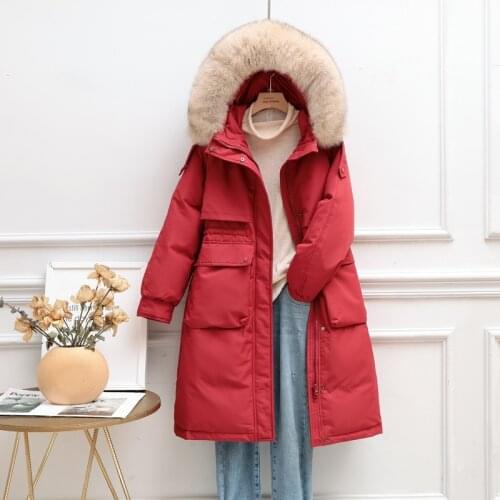 2021 Winter Coat Women White Duck Down Jacket Female Coats Natural Fox Fur Collar Long Thicken Jackets Womens Clothes WPY3970