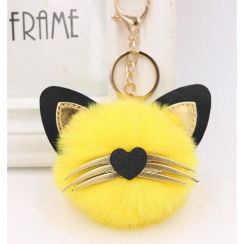 Cute Cat Beard Hair Ball Keychain Pendant Cute Cartoon Wild Chinese Student School Bag Ladies Handbag Mobile Phone Ornaments