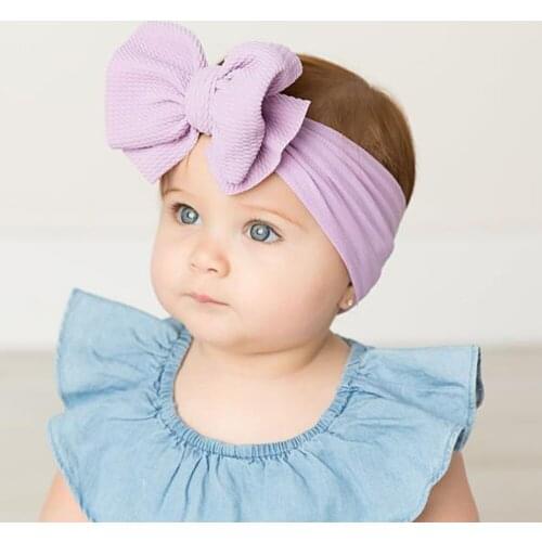 Lovely oversized childrens bow nylon hair band soft and elastic baby hair accessories stockings hair band