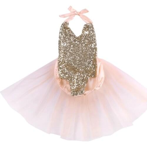 Cute Girl Baby Rompers Sequined Strap Jumpsuit Glitter Star Mesh Skirt Backless Back Bow Romper Infant Net Gauze Skirt Pendulum