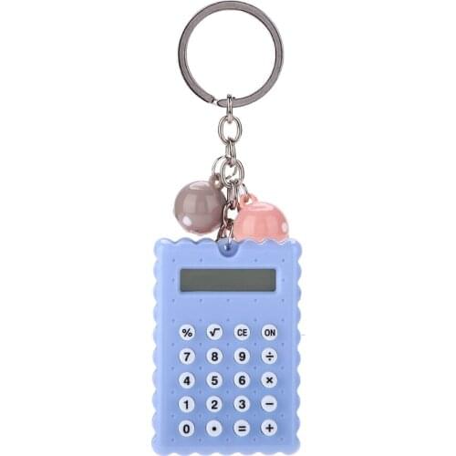 Cute Cookies Style Mini Calculator Portable Metal Key Chain Design Silicone Button Calculator 8-Bit Display Pocket Calculator