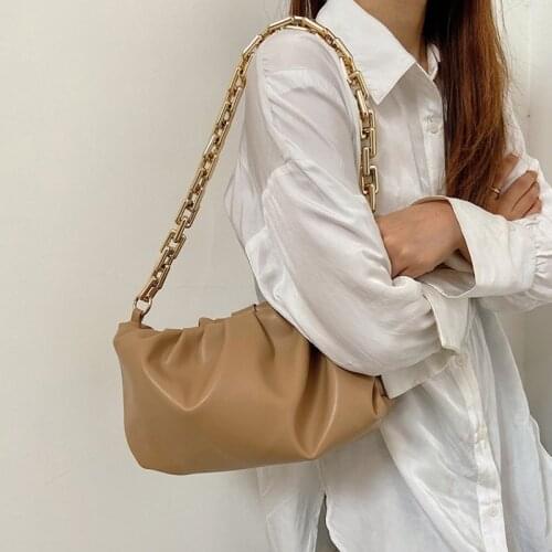 Fashion Solid Acrylic Chain Handbag Women Large-Capacity Soft-Faced Zipper Shoulder Bag WomenS Korean Style Underarm Handbag