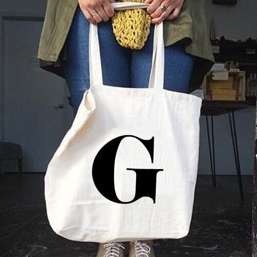 Fashion Women English Letters Printing Shopping Bags Canvas Casual Handbags Women Bag Portable Eco Travel Shopper Pouch Tote Bag