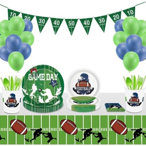 Cartoon America Football Disposable Tableware Rugby Paper Plate for Kids Birthday Party Decor Wedding Grand Event Party Supplies