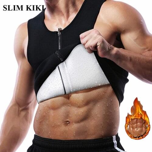 Men Sauna Sweat Vest Polymer for Men Waist Trainer Sauna Suit Workout Tank Top Body Shape for Men with Zipper Man Corset Fitness