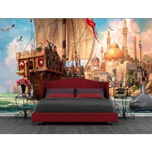 Custom 3D Wall Mural Wallpaper Home Decor Ocean boat 3D Photo Wall Paper For Living Room Bedroom Wallpaper For Walls 3 d