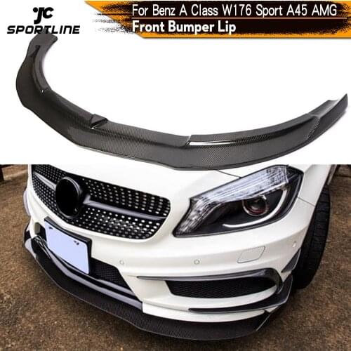 Carbon Fiber Front Bumper Lip Spoiler Splitters for Mercedes-Benz A Class A180 W176 A260 A45 AMG Sport Bumper Only 2013 - 2015