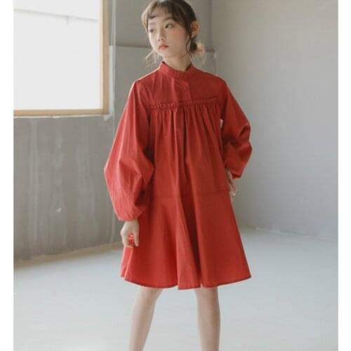 Girls Dress 2021 Spring Baby Girl Princess Costume Long Sleeve Pleat Cotton Party Kids Dresses Elegant Children Clothing