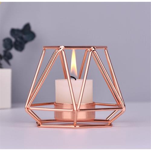 Northern Europe Light Luxury Candle Holder Gold Iron Art Candlestick Rose Gold European-Style Romantic Candle Cup Table Ornament