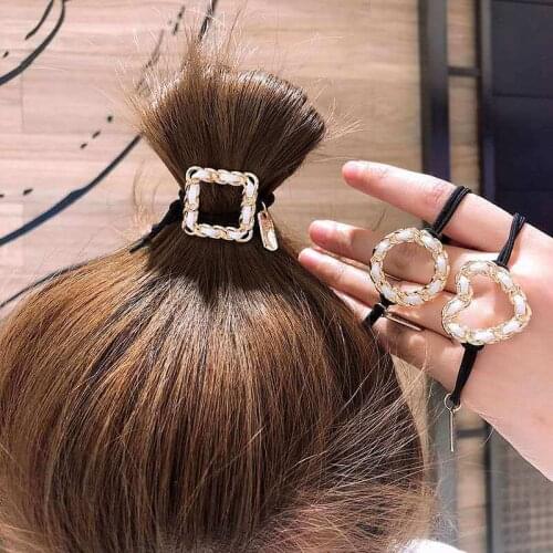 Hot Selling Elegant Fahsion New Style Hair Band Elastic Hair Rope Heart, Square& Round Hair Rings Hair Accessories