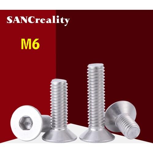 Screws Head Bolts Hexagon Socket Countersunk Head Flat Head 304 Stainless Steel M6