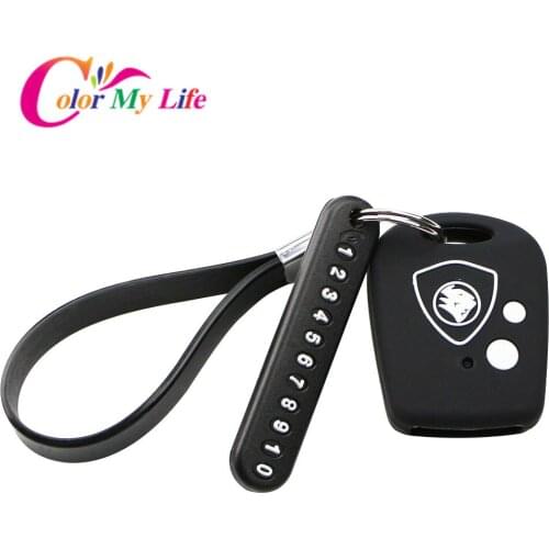 Silicone Car Key Cover Case KeyChain with Parking Phone Number Card for PROTON Wira 415 416 2 Button Key Cover Keychain Shell