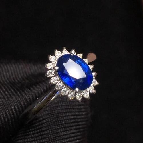 T1213 Blue Sapphire Ring 1.4ct Real Pure 18 K Natural Unheat Blue Sapphire Gemstone Diamonds Stone Female Ring