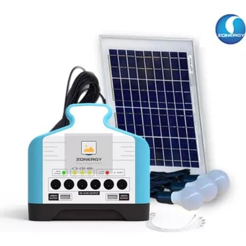 Dc 12.8 Volt Run TV Fan Bombilla Solar Power System with 3 W Light Bulb for Small Homes