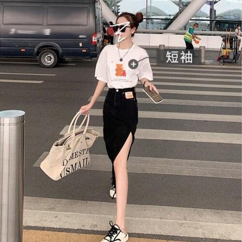 Korean Girls Style Split Jeans Skirts for Women High Fashion Streetwear Teenage High Waisted Denim Pencil Skirt Female Clothing