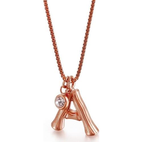 Jewelry 26 letters pendant stainless steel rose gold ladies letter necklace