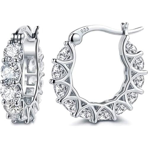 Full Paved Crystal CZ Hoop Earrings For Women Dazzling Accessories Feme Wedding Party Delicate Birthday Gift Statement Jewelry