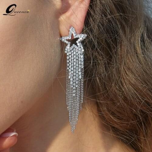 Earings Korean Fashion Star Dangle Tassel Chain Earrings Oorbellen Kolczyki Damskie Wedding Jewellery Aretes