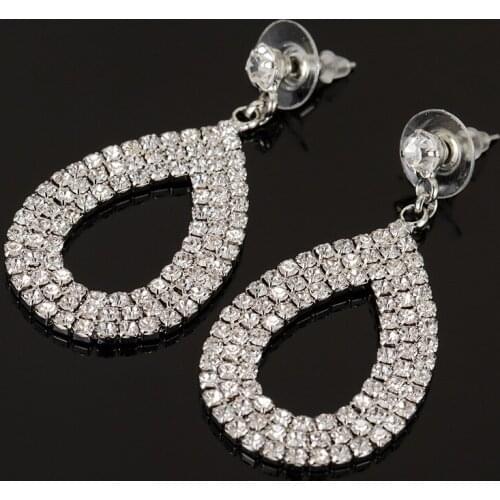 Retro Hollowed-out Water Drop with Silver Needle Earnail Female Fashion Elegant Temperament Pendant Earrings 180419-1