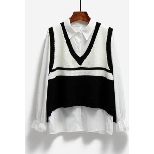 Women Sweater Vest Spring and Autumn Vest Womens Sweater V-neck Loose Short Sweater