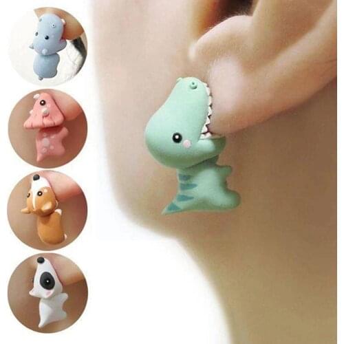 1 Pair Fashion Dinosaur Stud Earrings 3D Cute Cartoon Animal Earrings For Women Girl Teens Earings Jewelry Gift pendientes mujer