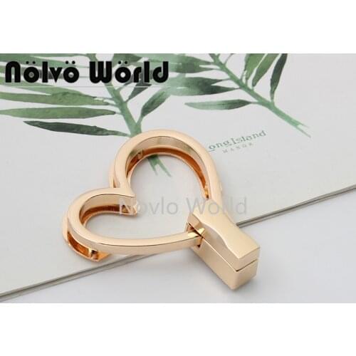 10-50 pieces gold color 56*57mm heart shape twist lock for chain bag decorative turn lock DIY leather bag accessories