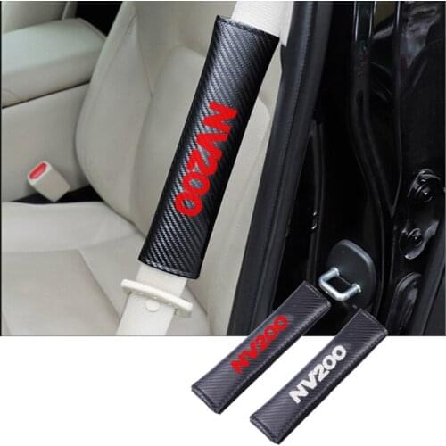 2pcs PU material carbon fiber texture Fashion Car Seat Belt Cover Car Seat belt shoulder Pads For Nissan NV200