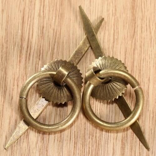 2Pcs Iron Vintage Jewelry Case wine Wooden Box Dresser Kitchen Cupboard Cabinet Drawer Pull Ring Handle Knobs Furniture Hardware