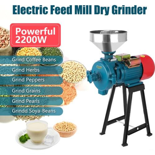 220V Electric Feed Mill Wet Dry Cereals Grinder Rice Grain Coffee Wheat