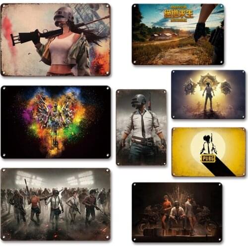 Antique PUBG Game Poster Vintage Gamer Room Decor Metal Plate Wall Tin Sign Personalized Net Bar Man Cave Decoration Plaques
