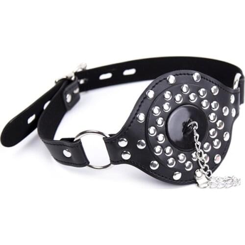 SM Sex Toy Slave Harness Leather Studs Ball Gag BDSM Bondage Fetish Mouth Restraint Sex Toy Product Erotic Toys