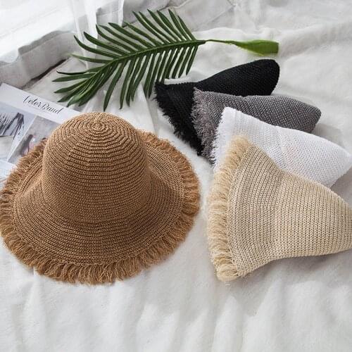Brand WOMEN Summer Hats Sun Beach Panama Straw hat Wide Wave Brim Folded Outdoor CAPS Leisure Holiday Raffia Cap visors hat