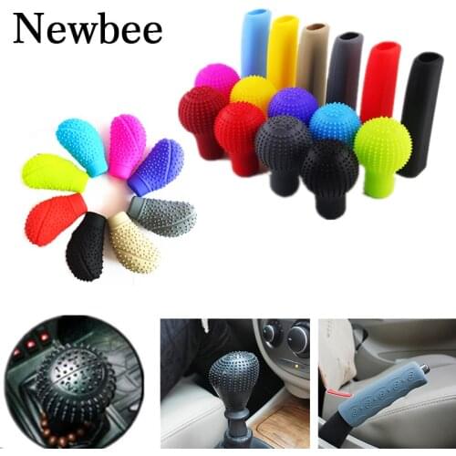 Auto Manual Silicone Gear Shift Head Knob Cover Manual Handbrake Covers Sleeves Case Skin Protector Car Styling Accessories