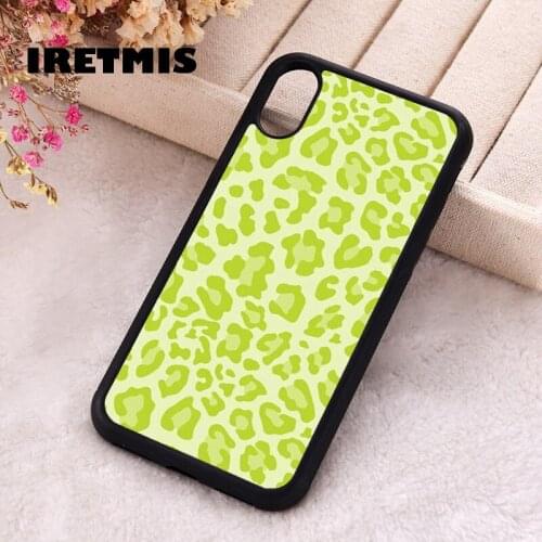 Iretmis 5 5S SE 2020 Phone Cover Case for iPhone 6 6S 7 8 Plus X Xs XR 11 12 Mini Pro Max Silicone TPU green leopard print