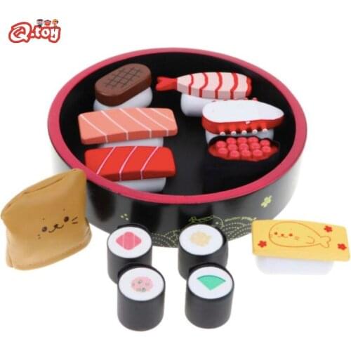 Wooden kitchen toy sushi Pretend Play Role Playing Game Simulation Wooden Sushi Japanese Food Christmas birthday gift kid toddle