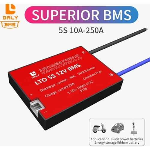 Daly BMS LTO 18650 lithium battery Pack 5S bms 12V 10A 40A 60A 80A 100A common port with balance for solar