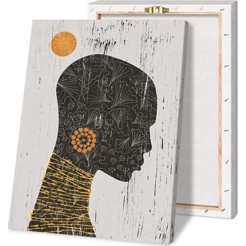 HD Home Decoration Printing African American Ethno Woman Poster Canvas Wall Art Oil Painting Living Room Decoration with Frame