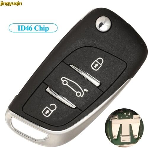 Jingyuqin Remote Car Key Fob Control ID46 Chip FSK For Citroen DS DS4 DS5 C4L C4 3 Buttons Entry Fob without Blade