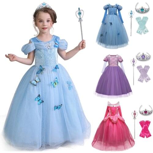 Girls Cosplay Princess Costume Kids Halloween Carnival Party Dress Up Children 4 5 6 7 8 9 10 Year Birthday Disguise Clothes