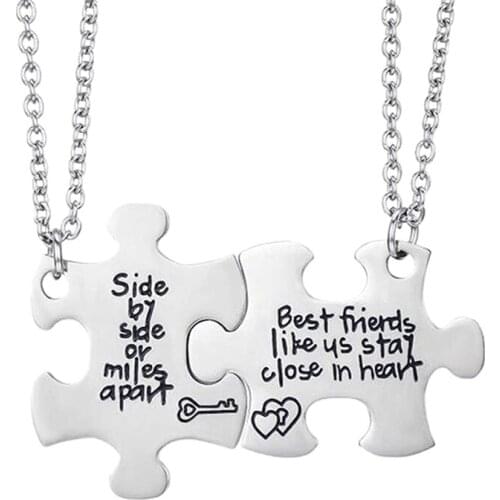 Best Friends Side By Side or Miles Apart Best Friend Necklaces Set Heart Best Friend Gifts for Teen Girls BFF Friendship Necklac