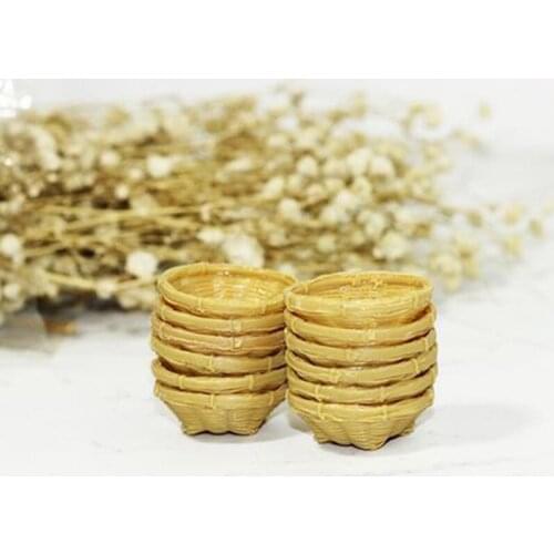 Mini 1:12 Cute Dollhouse Rattan Plastic Frame Hand-woven Vegetable Food Storage Basket Dolls Miniature Decoration